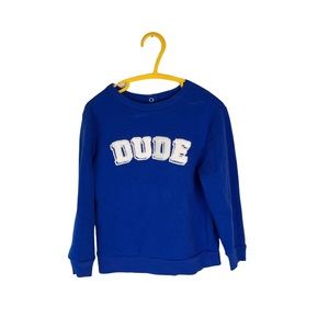 Toddler Boys Wonder Nation “Dude” Graphic Crewneck Pullover Sweater Sz 4T Blue
